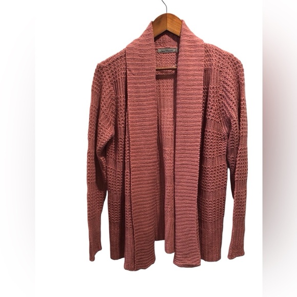 Jason Maxwell XL (Runs Small See measurements) Pink Open Knit Open Front Sweater - Picture 1 of 3